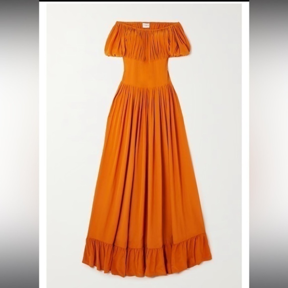 Evarae hestia off the shoulder crepe de chin maxi dress size 10